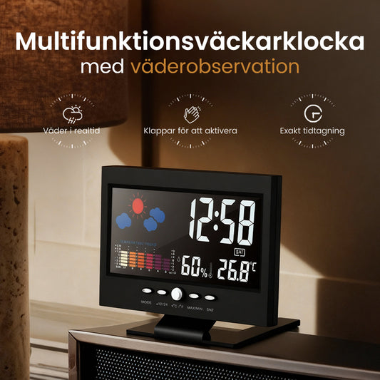 🔥Digital LED -temperaturfuktighet Monitor Väderprognos LED -bordsvattenklocka
