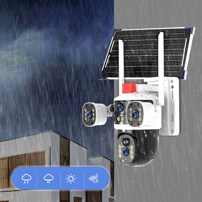 Solcellsdriven 360° kupolkamera med tre linser