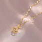 Rhinestone Pendant with Gold-Tone Copper & Titanium Steel Chain