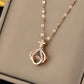 Rhinestone Pendant with Gold-Tone Copper & Titanium Steel Chain