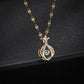Rhinestone Pendant with Gold-Tone Copper & Titanium Steel Chain