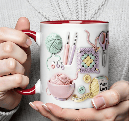 🔥SISTA DAGEN – 50 % RABATT!!🏆Blixtrea⚡ Över 50 000 sålda! Nästan slut💥Mugg med motivet ”Yarn Love”, en present till hantverkare och kreativa själar