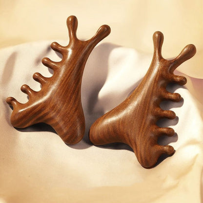 ✨4-i-1 träkam för hårbottenmassage och Gua Sha-verkty