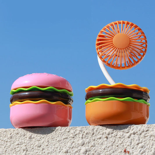 🔥2025 HOT SALE🔥3 hastigheter Hamburgerformad minifläkt med spegel