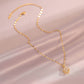 Rhinestone Pendant with Gold-Tone Copper & Titanium Steel Chain
