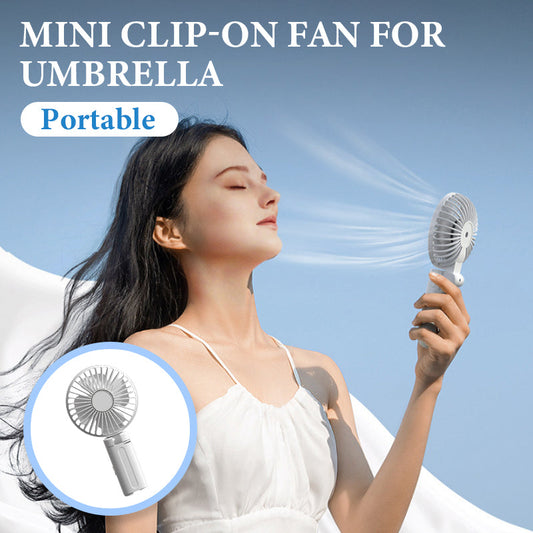 🌬️Bärbar minifläkt med clips för paraply - ☀️Sommeraktion: Nu 50 % RABATT! 🌂❄️ Håll dig sval - var som helst och när som helst!