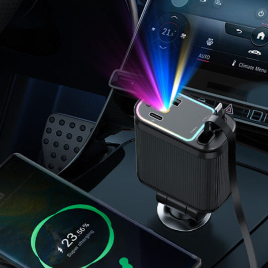 120 W Purple Star Top Ambient Light-billaddare med infällbar kabel