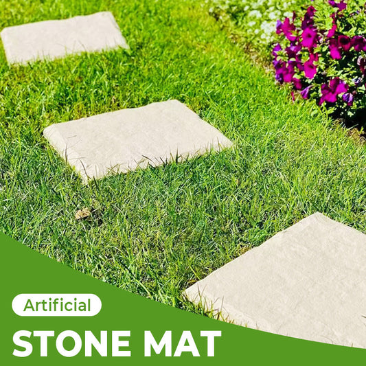 Halkfri konstgjord stenmatta för utomhusbruk med 4 markstabiliserande pinnar