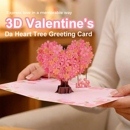 3D-valentinkort med hjärtaträd